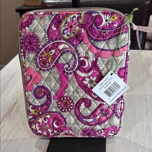 Vera Bradley Pink Paisley Quilted Tablet Sleeve - Beige Background